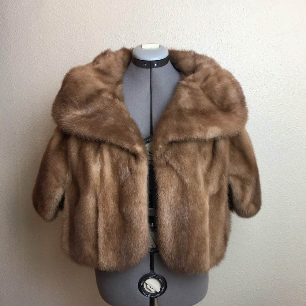 Vintage Genuine Blonde Mink Glam Cape Stole Mid Century